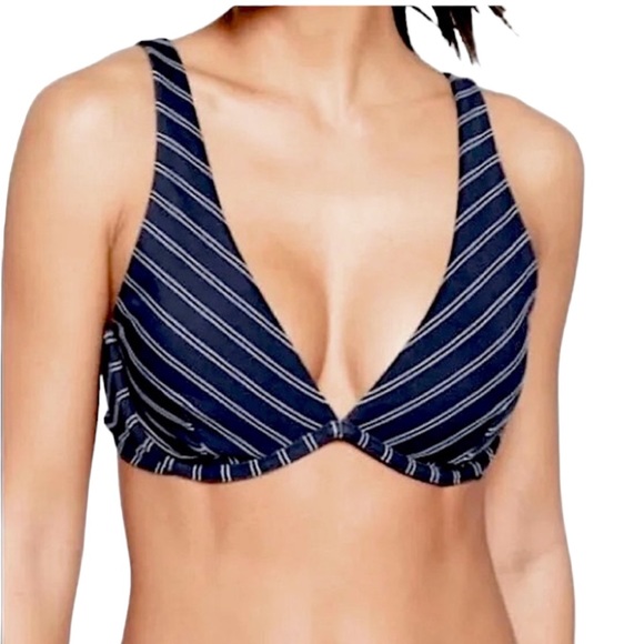 Athleta Piha navy white French stripe underwire bikini top sz 38 B/C bottom sz M - Picture 16 of 16